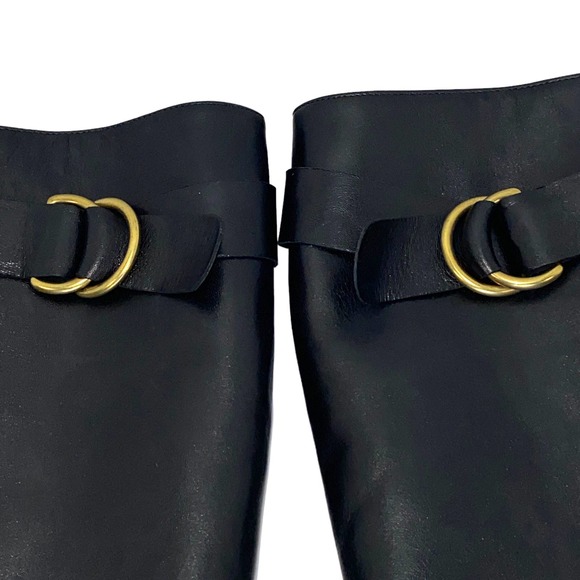 Vintage 1990s Barneys New York Black Leather Riding Boot Flat Sole D Rings sz 38 - Picture 13 of 13